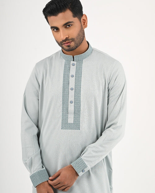 Luxury Panjabi - Mist Grey